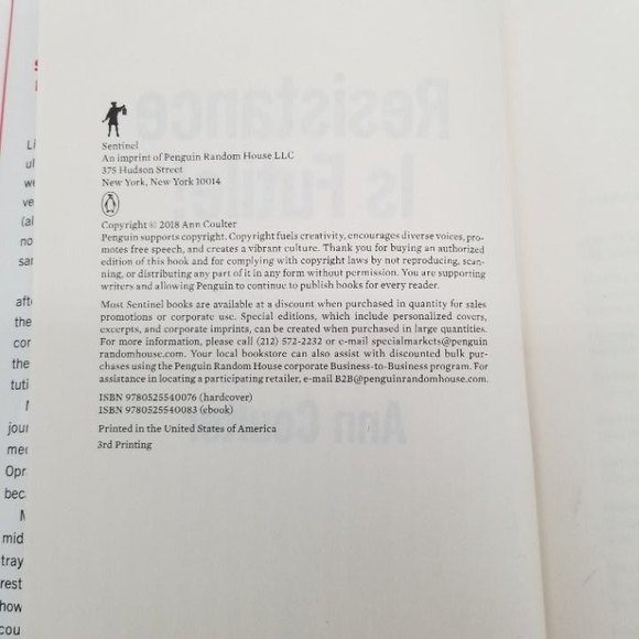 Politics Resistance Is Futile! by Ann Coulter  2018 Hardcover Dust Jacket - Picture 5 of 7
